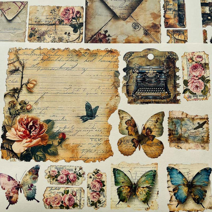 Dark Butterfly Steampunk Series Paper Set Decorative Journaling Paper