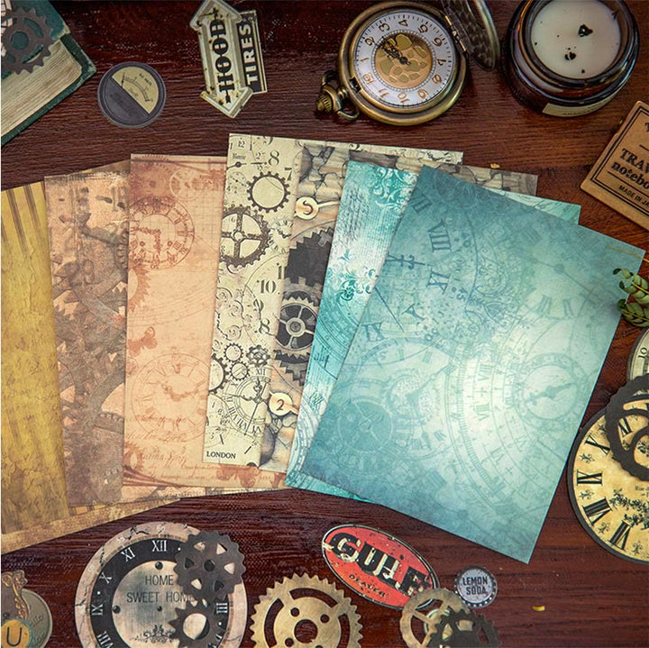 Time Gear Series Paper Set Decorative Journaling Backing Paper