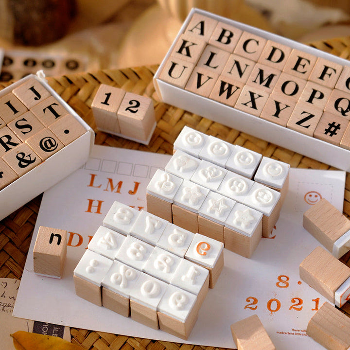 Typewriter Emoji Numbers Series Wooden Rubber Stamps Sets