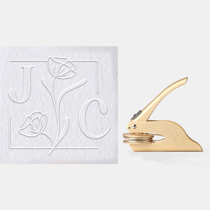 Custom Library Embosser Stamp Seal Initial Floral Book Embosser