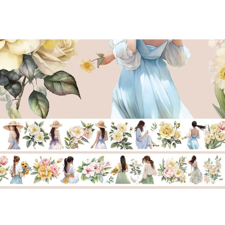 Vintage Figure Flowers Series Vintage Tape For DIY Scrapbook Decor