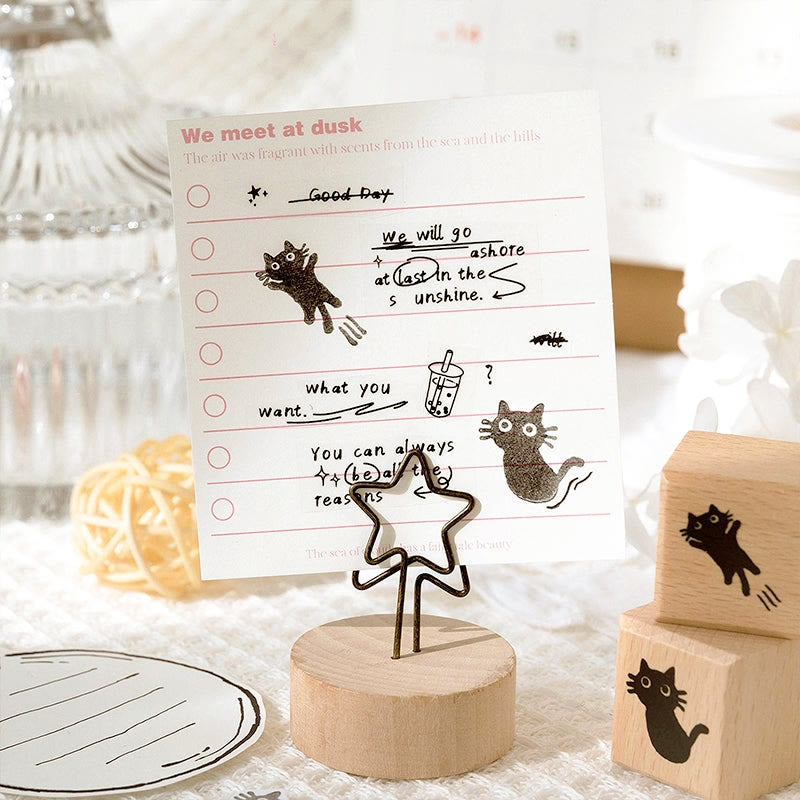 Mini Cute Cat Rubber Stamp 6 Styles Options Wood Rubber Stamps