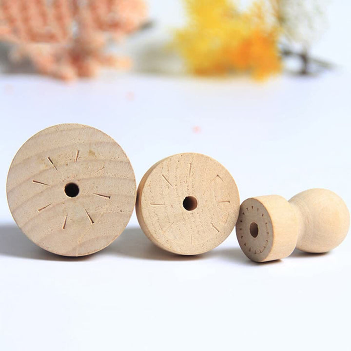 DIY Wooden Stamps Round Handle Knobs For Craft Card