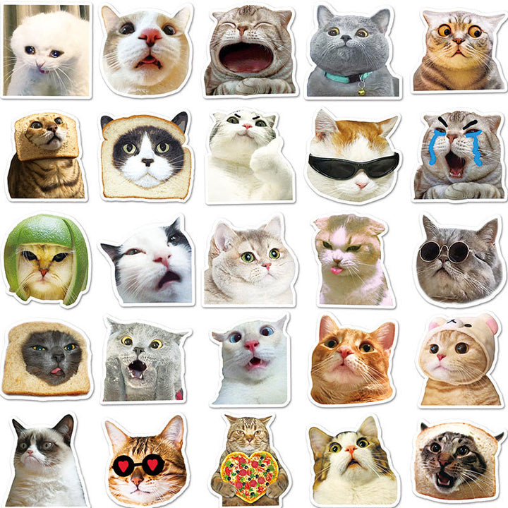 Funny Cats Emoji Stickers 50pcs Vinyl Waterproof Sticker