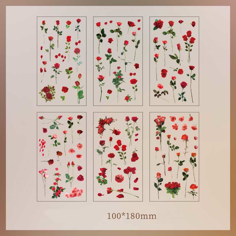 Natural Plants Floral Stickers Daisy Rose Lavender Eucalyptus