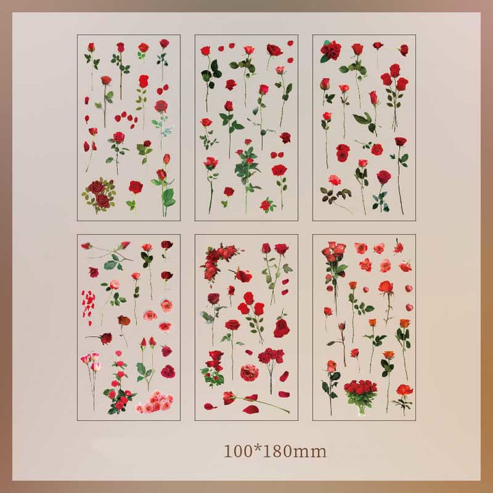 Natural Plants Floral Stickers Daisy Rose Lavender Eucalyptus