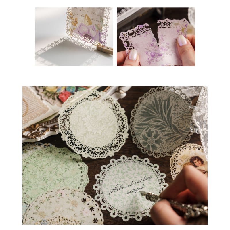 Lace Floral Paper Decorative Scrapbook Journaling Hollow Backing Paper