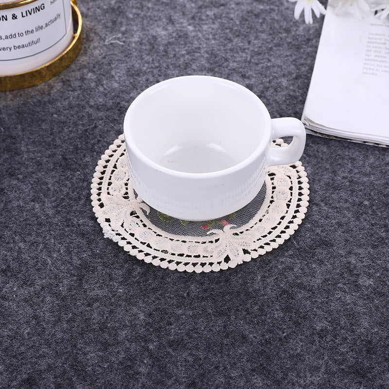 Hollow Out European Lace Coasters Vintage Embroidery Insulated Tablecloth