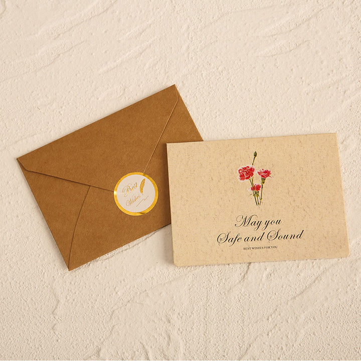 Flower Greeting Card With Envelopes For Mail Letter