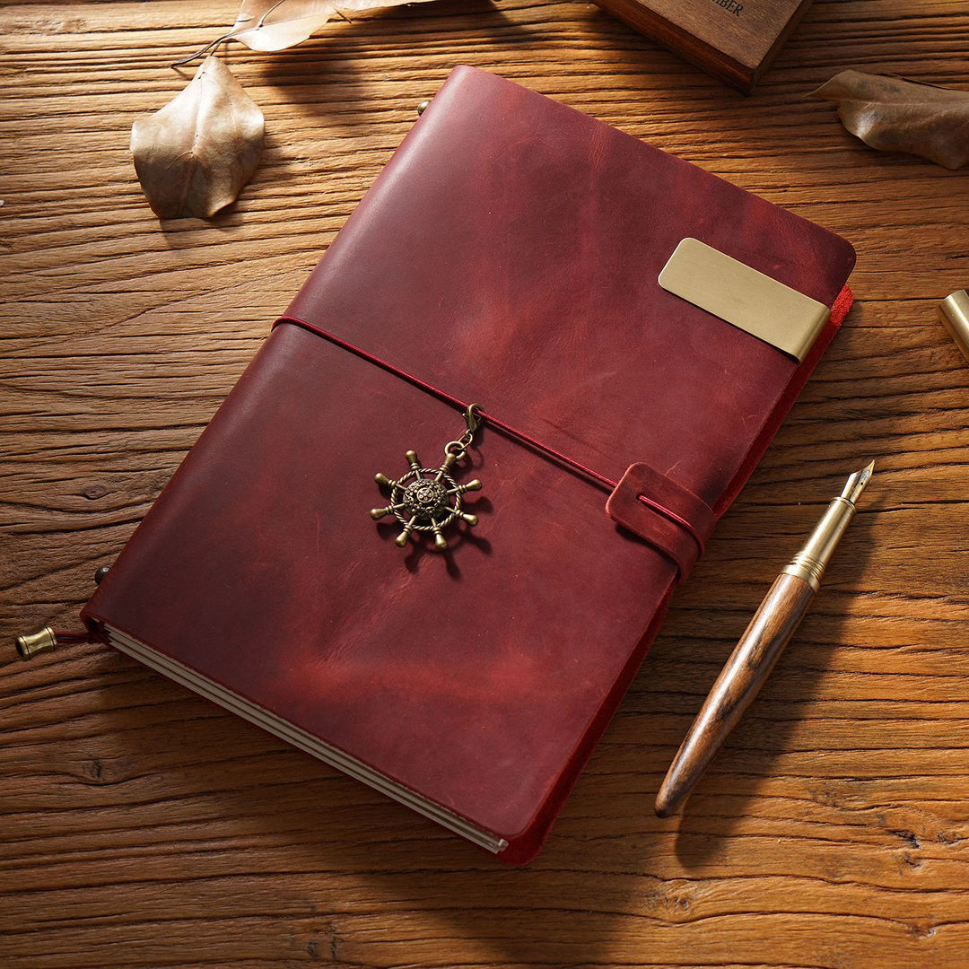 Vintage Leather Cover Notebook With Lashing Design For Business