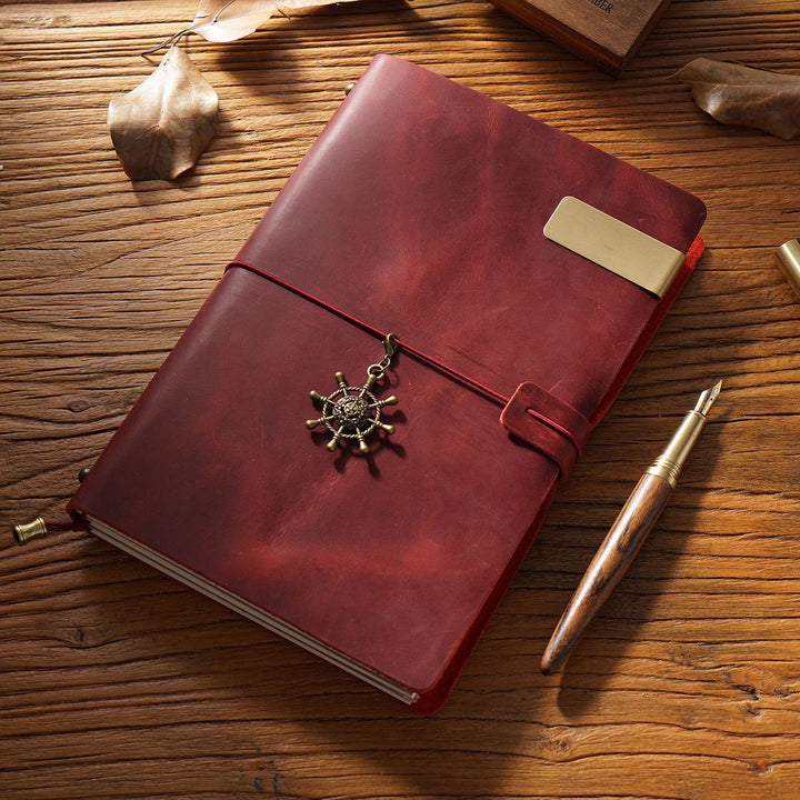 Vintage Leather Cover Notebook With Lashing Design For Business