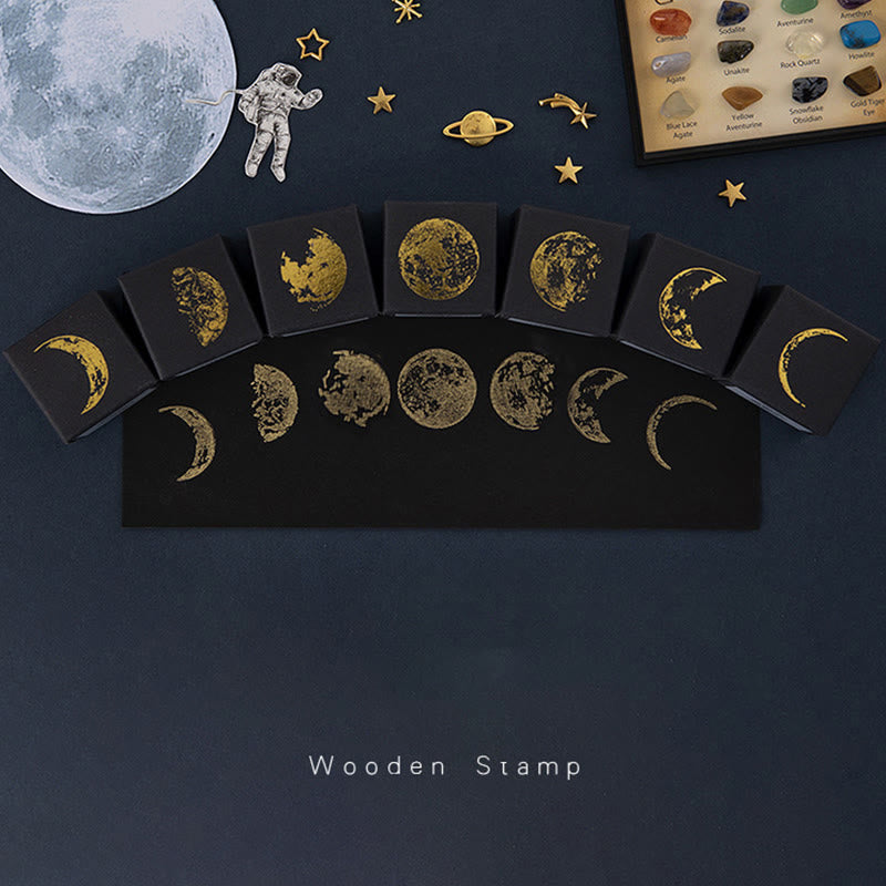 7 Styles Vintage Moon Wooden Stamps For Card Making