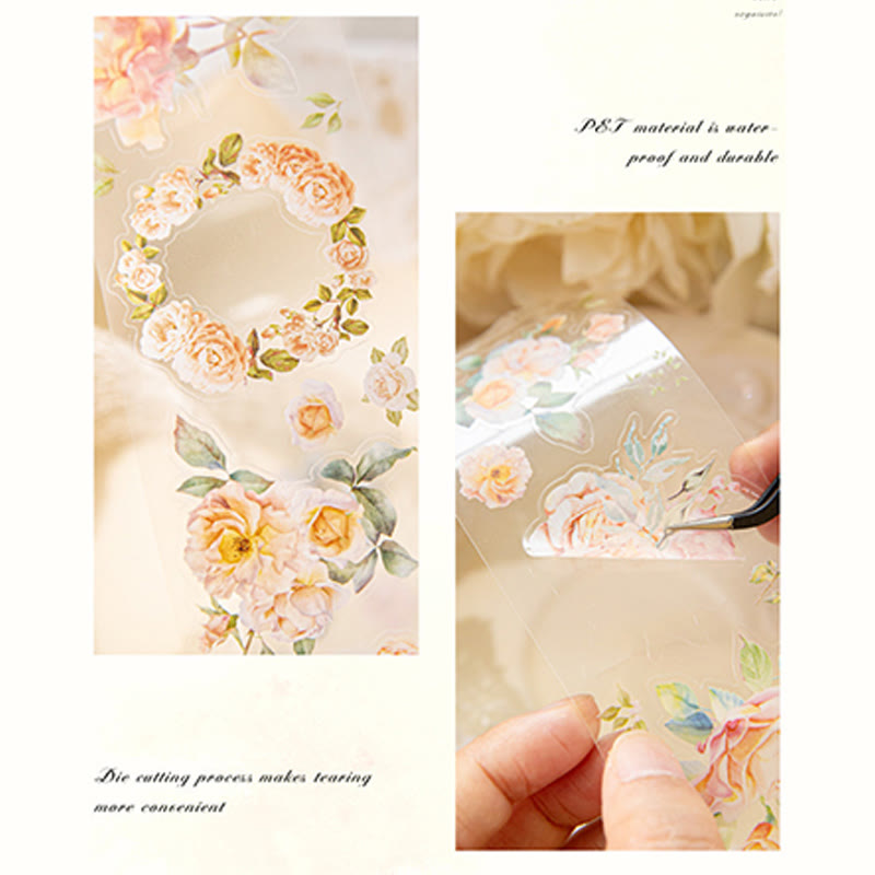 Vivid Flower Tape Retro DIY Scrapbook PET Material Decor