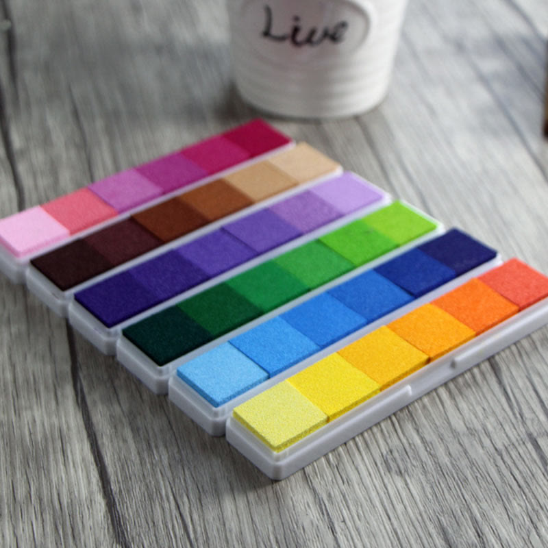 Colourful Gradient Color Ink Pad 6 Candy Color Strip Finger Print Ink Pad