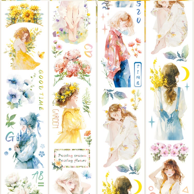 Flower Figure Series PET Washi  Tape Decorative Scrapbook Tape