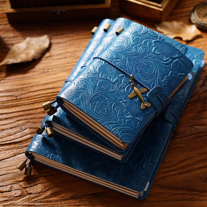 Vintage Engraved Leather Cover Notebook For Travel Daily Record