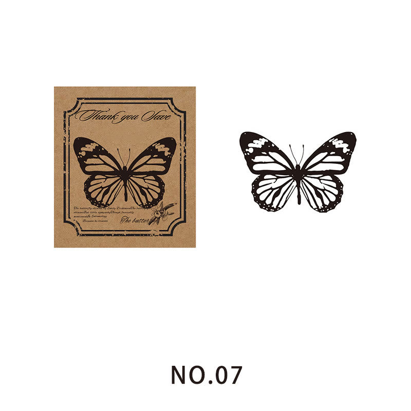 9 Styles Butterfly Theme Wood Rubber Stamps Journal Diary Decoration