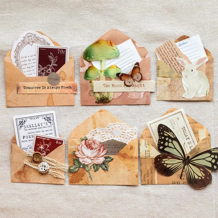 8pcs Memory Carols Series Floral Envelopes With Sealing Stickers