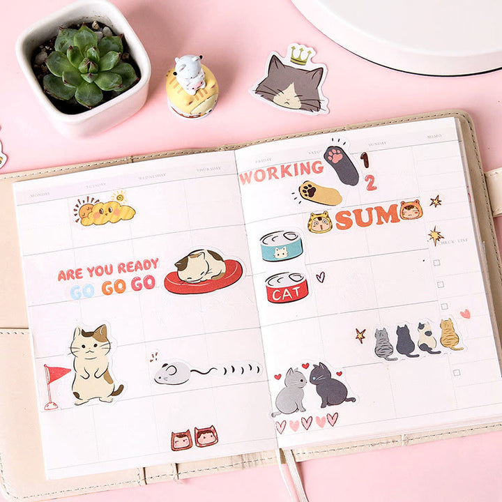 45pcs Diary Of Cat Handling Sticker For DIY Journal Decor