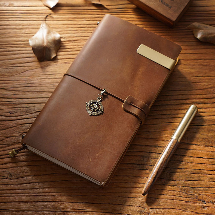 Vintage Leather Cover Notebook With Lashing Design For Business