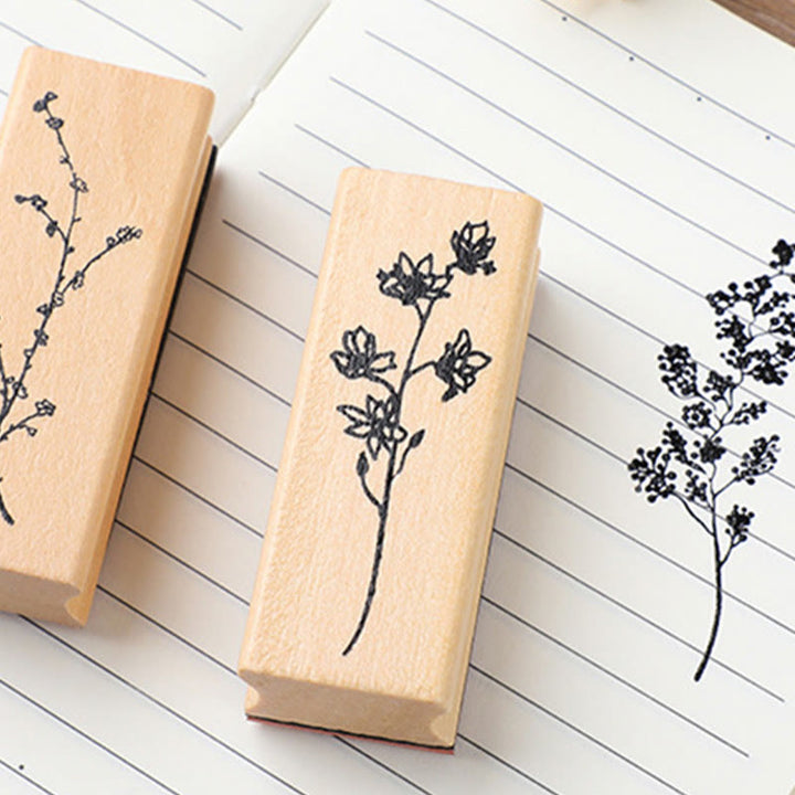 Flower and Plants Seal Stamps Vintage Wood Rubber Stamps 8 Styles Options