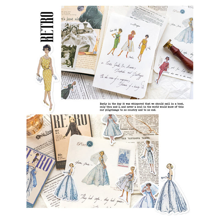 Nostalgic Fashion Show Stickers Vintage Characters Journal Decor