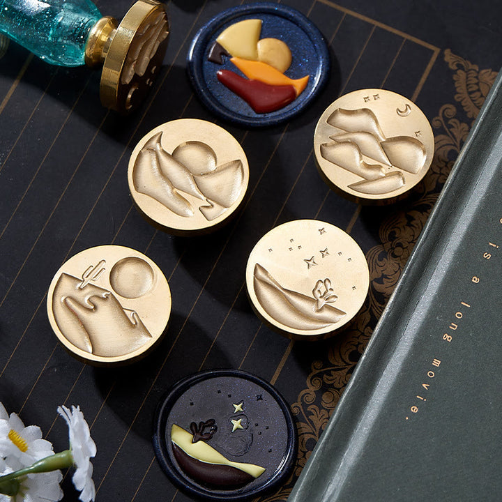 3D Embossed Sun Moon Star Series Seal Wax Stamp Head