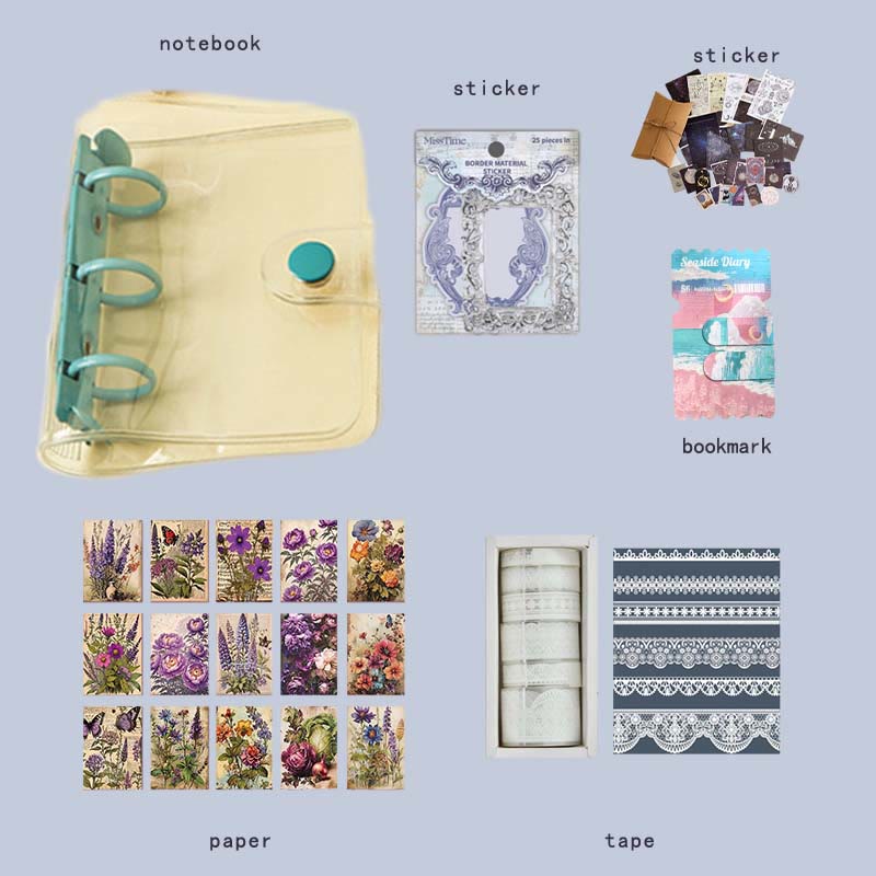 Retro Series Lace Tape Crafts Journal Material Set 6 Pieces