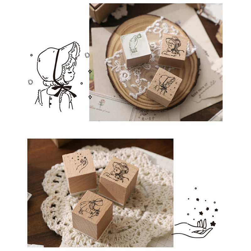 8 Styles Collection Wooden Rubber Stamps For Card Making