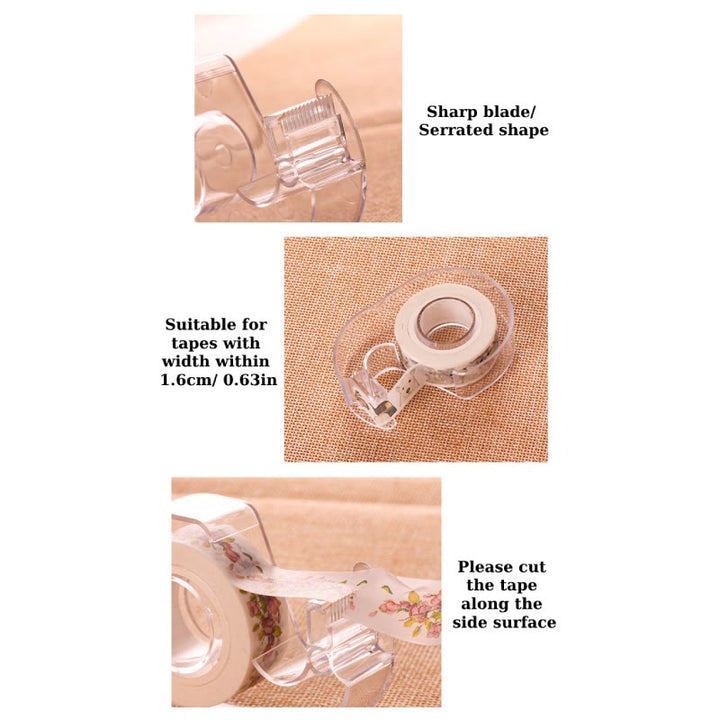 1.5cm Washi Tapes Cutter Practical Transparent Plastic Tape Dispenser