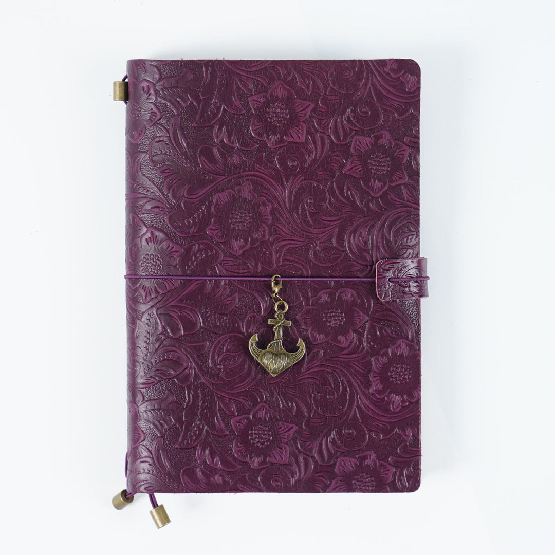 Vintage Engraved Leather Cover Notebook For Travel Daily Record