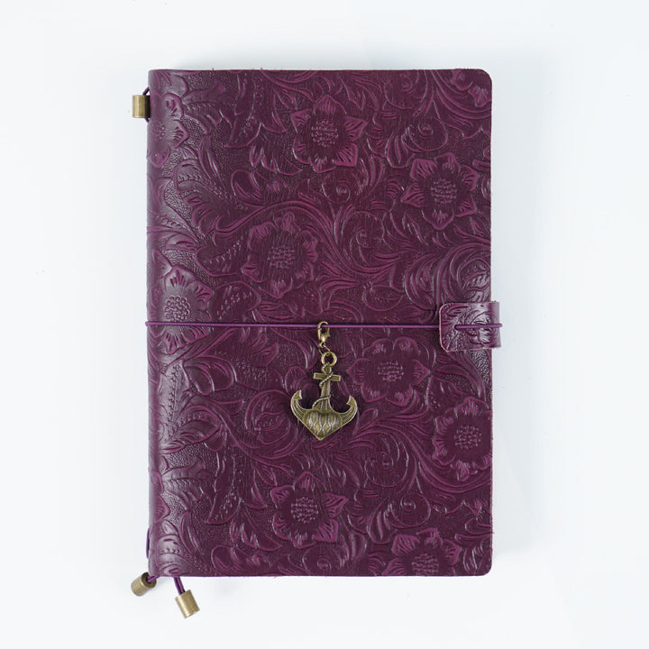 Vintage Engraved Leather Cover Notebook For Travel Daily Record