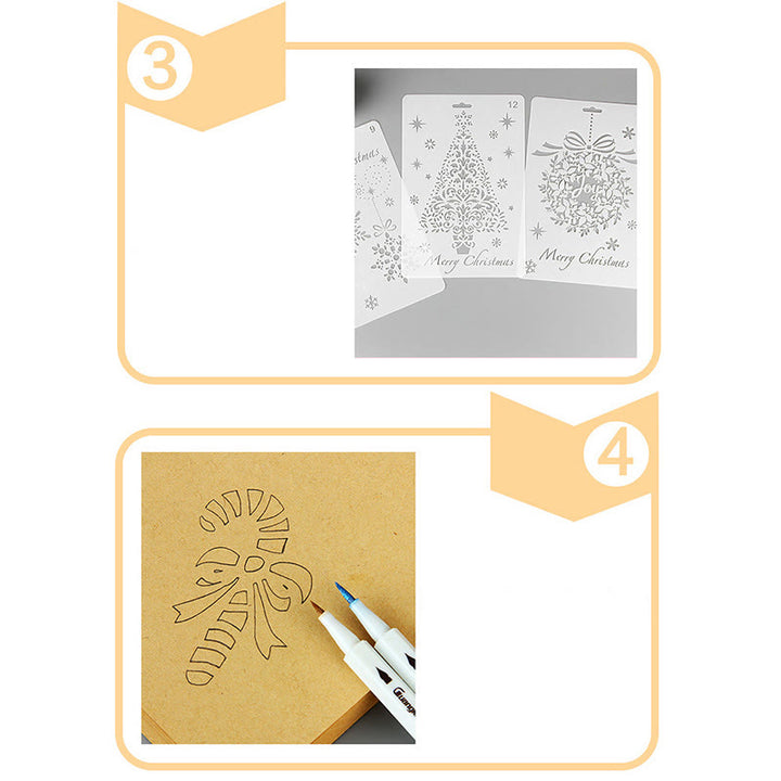 Christmas Painting Template Hollow Out Drawing Board For Kids DIY