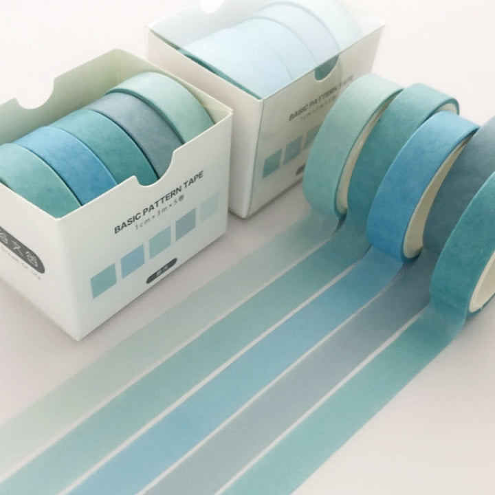 5 Rolls Simple Washi Tape Set Paper Decorative Adhesive Tape