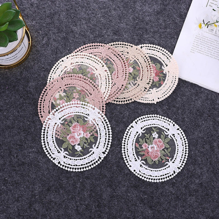 Hollow Out European Lace Coasters Vintage Embroidery Insulated Tablecloth