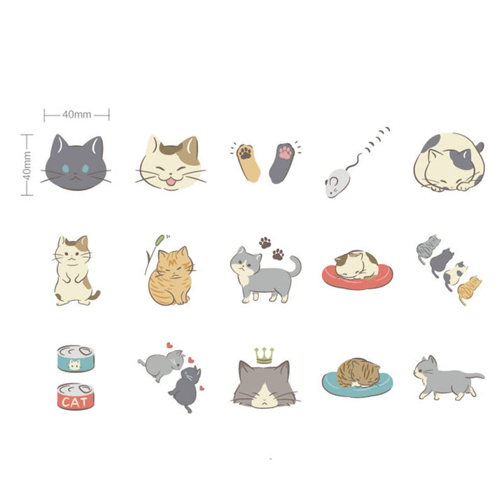 45pcs Diary Of Cat Handling Sticker For DIY Journal Decor