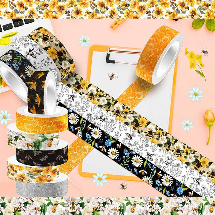 12 Rolls Spring Bee Series Washi Tape Set Scrapbook Tape