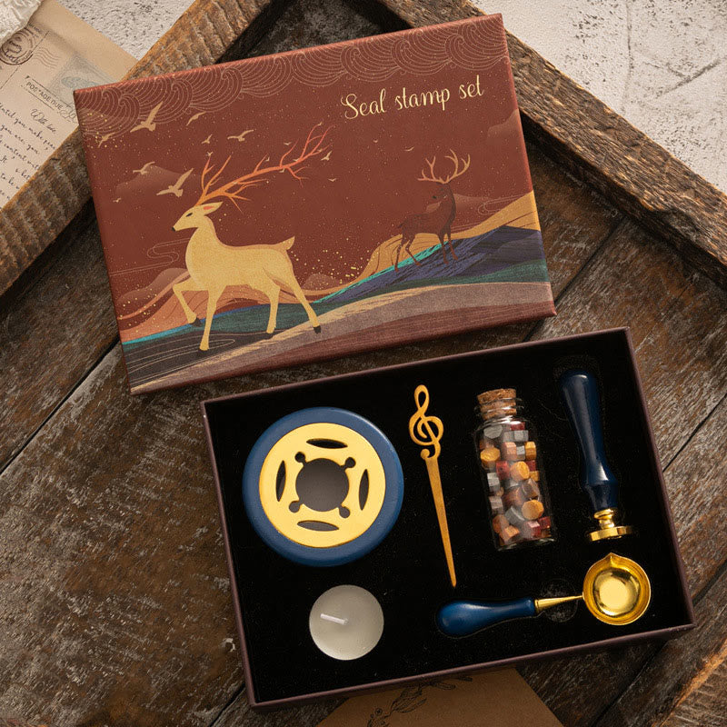 Retro Christmas Elk Series Wax Seal Stamps Gift Set