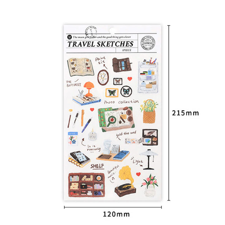 Travel Sketch Series Washi Sticker For DIY Journal Decor