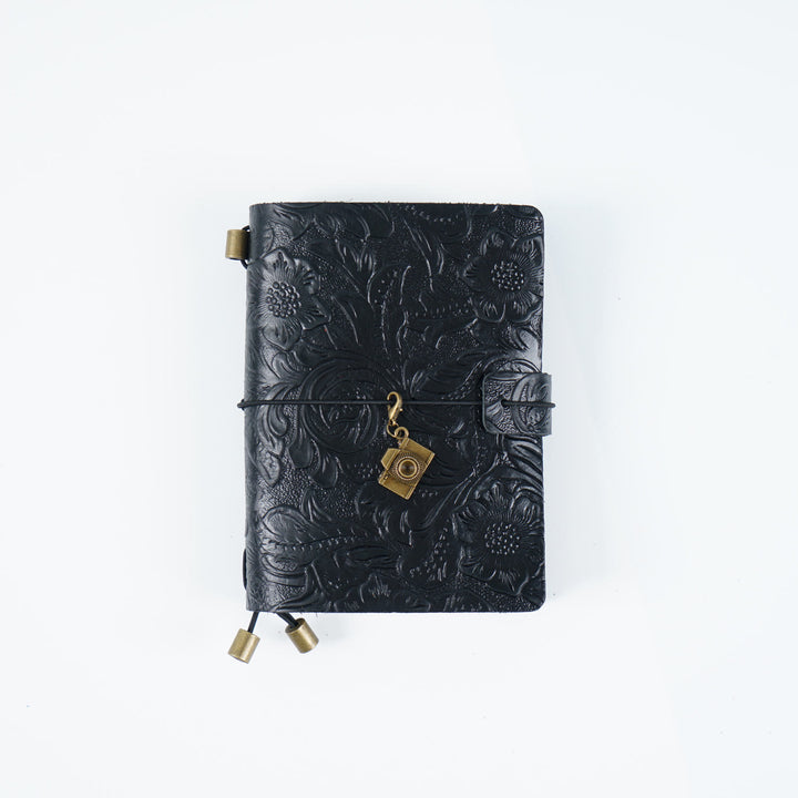 Vintage Engraved Leather Cover Notebook For Travel Daily Record