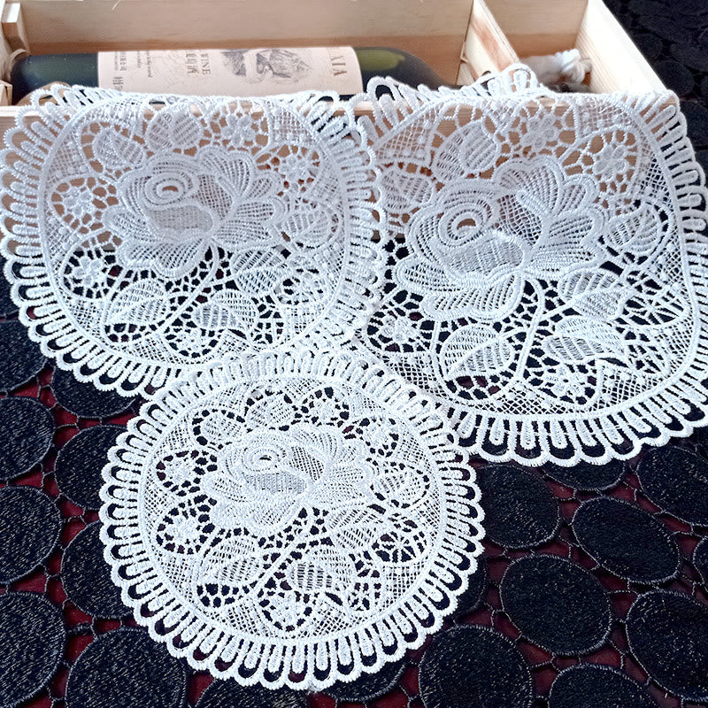 Hollow Out European Lace Coasters Vintage Embroidery Round Tablecloth