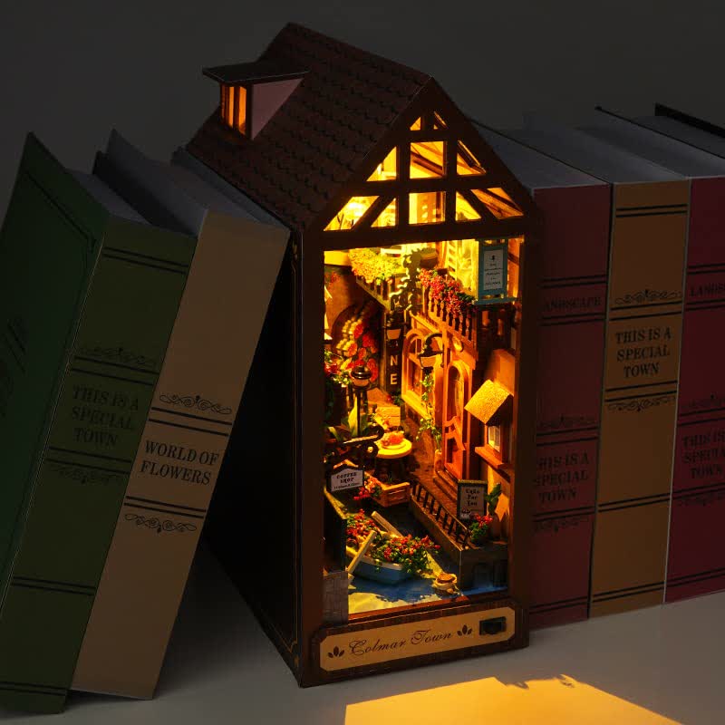 Colmar Town DIY Book Nook Miniature Kit 3D Wooden Puzzle for Decoration