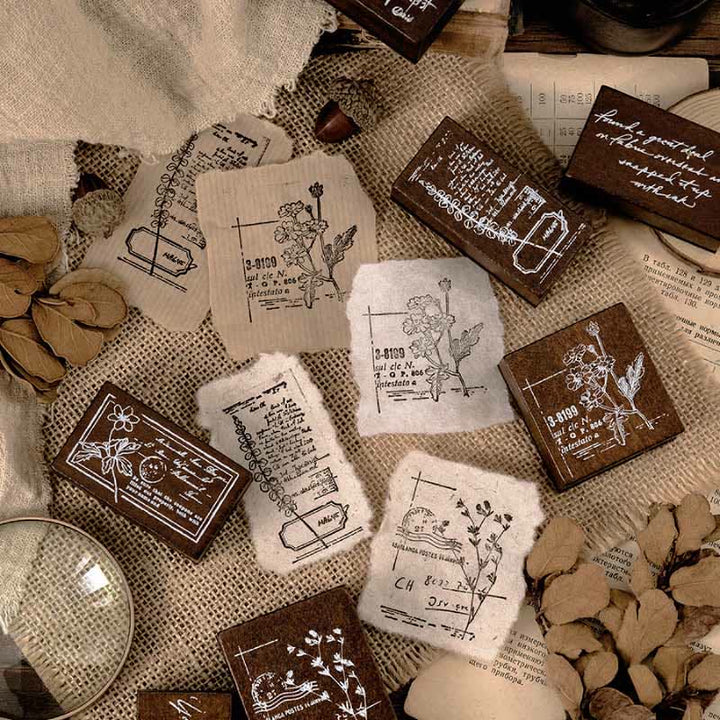 Retro Time Story Rubber Stamps 12 Styles Postage Plants Butterfly Saying Stamps