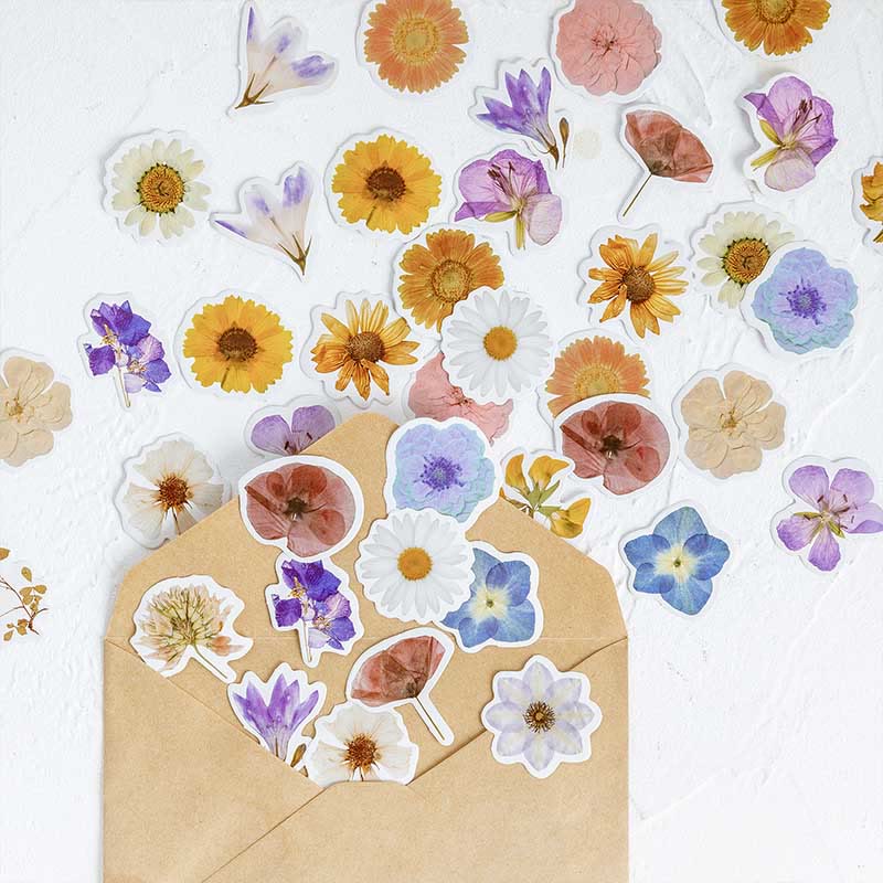 46pcs Flowers Write Poems Series Sticker For DIY Journal Decor