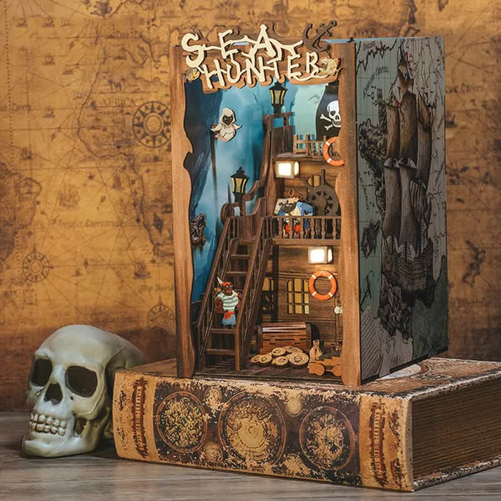 Sea Hunter DIY Book Nook Miniature Kit 3D Wooden Puzzle for Decoration