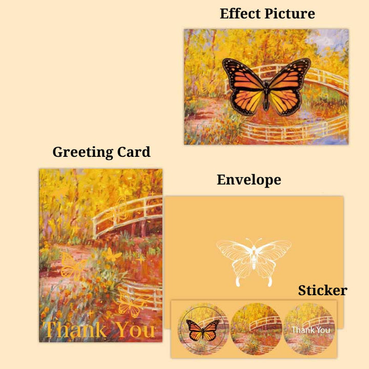 Butterfly Bell Dream Series Retro Golden Greeting Card Envelope Set