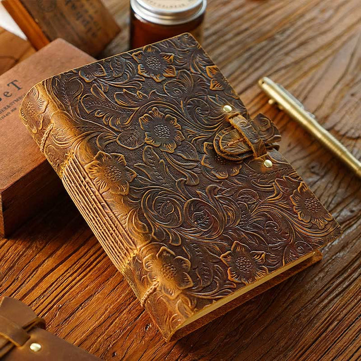 Retro Brown Genuine Leather Cover Notebook For Daily Record