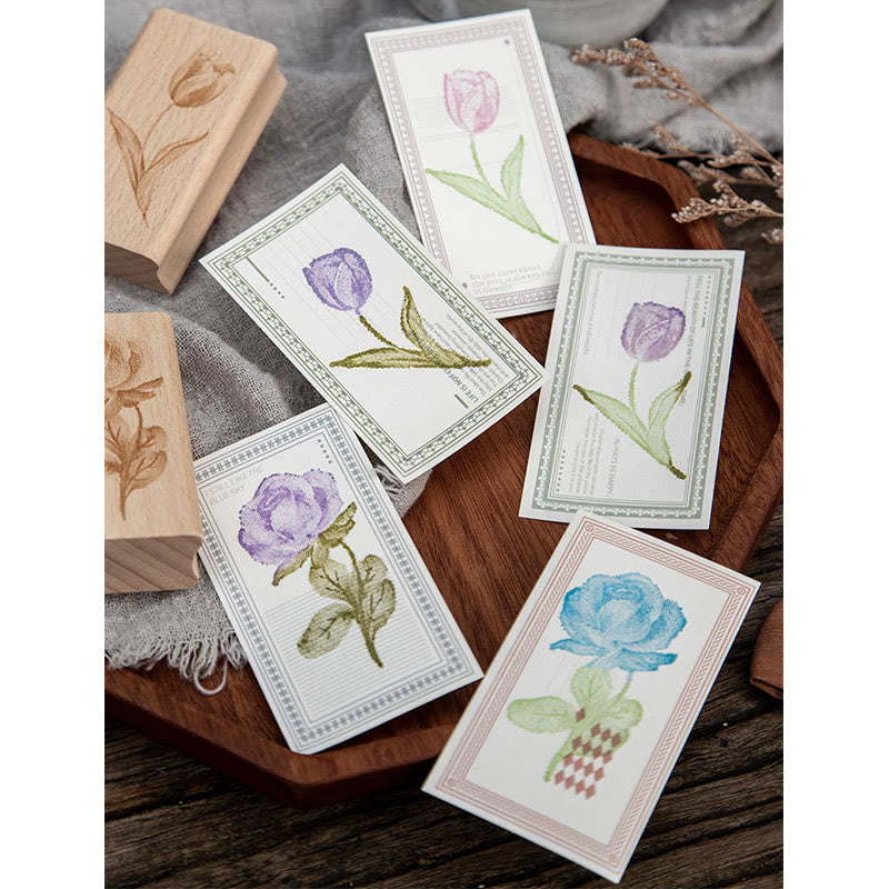 Ink Blossom Wooden Rubber Stamps 8 Styles Flower Seal