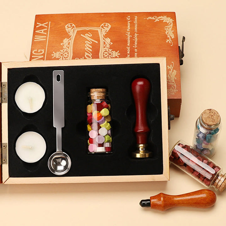 Retro Wooden Box Series Wax Seal Stamps Gift Set