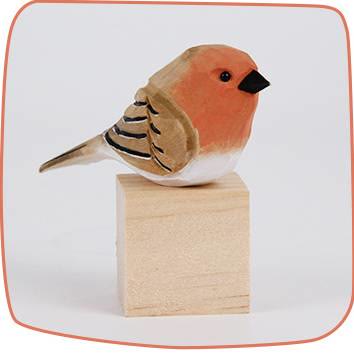 Wooden Bird Figurine Chubby Bird Statue Animal Ornament Handmade Simulation